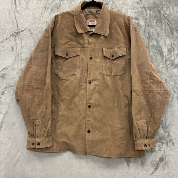 Duke Haband Leather Suede Snap Button Jacket Overcoat Men's 4XL Vintage Y2K - Picture 1 of 5